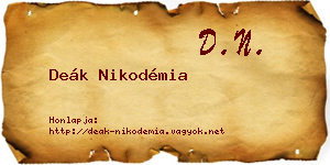 Deák Nikodémia névjegykártya